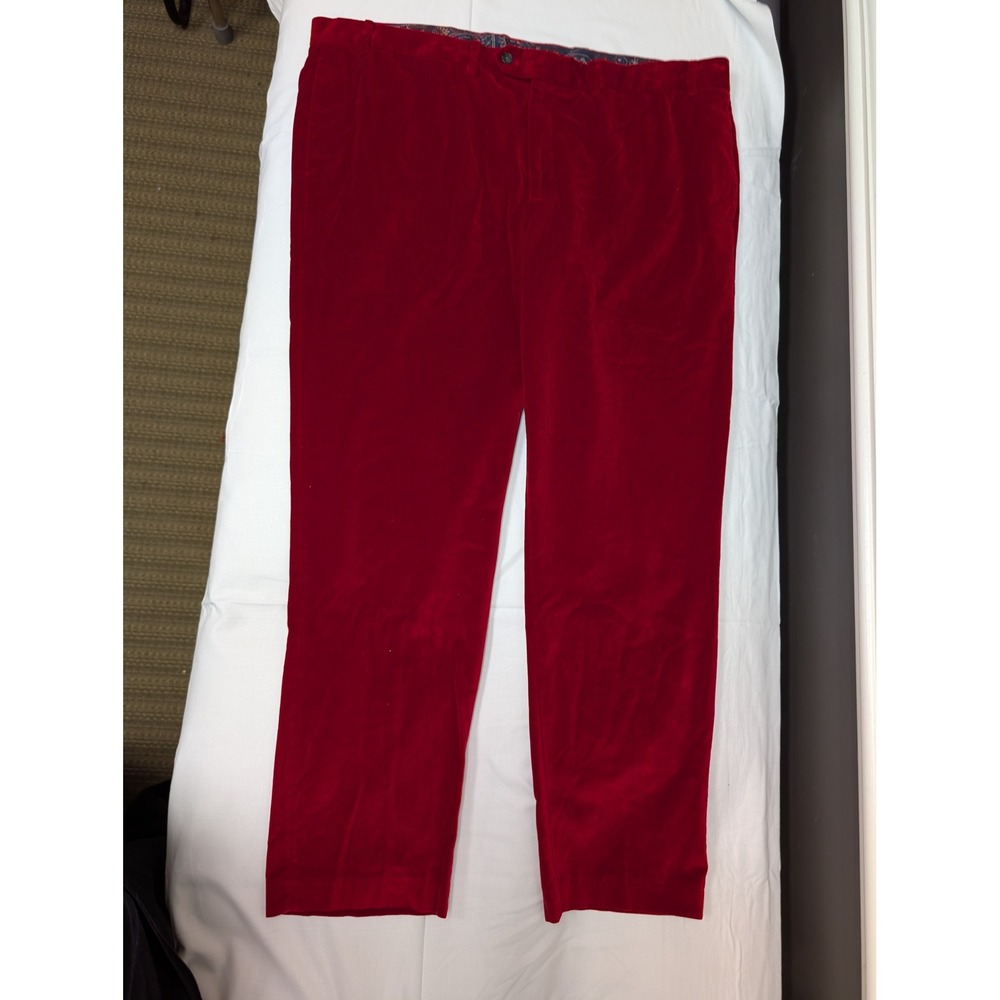 Tallia Men's Red Velvet Pants 42W x 32L Cotton Dress Trousers